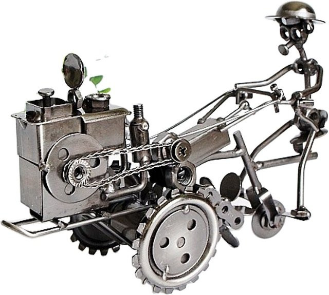 Yaosha Manufacture Retro Vintage Traktor Modell aus Eisen in Silber als Deko-Objekt für den Tisch - Bild 1