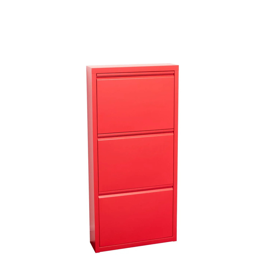 ebuy24 Pisa Schuhschrank aus Metall in Rot mit 3 Klappen, Wandmontage, Modernes Design - Bild 2