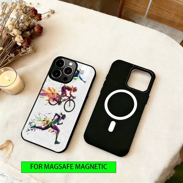 Magnetische Triathlon Handyhülle für iPhone 17, 16, 15, 14, 13, 12, 11 Plus und Pro mit MagSafe kabellosem Laden, transparent - Bild 1