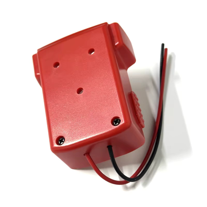 Externer Entladekabel-Adapter für Makita, Dewalt und Milwaukee Li-Ion-Akkus 14,4 V, 18 V, 20 V in Rot - Bild 2