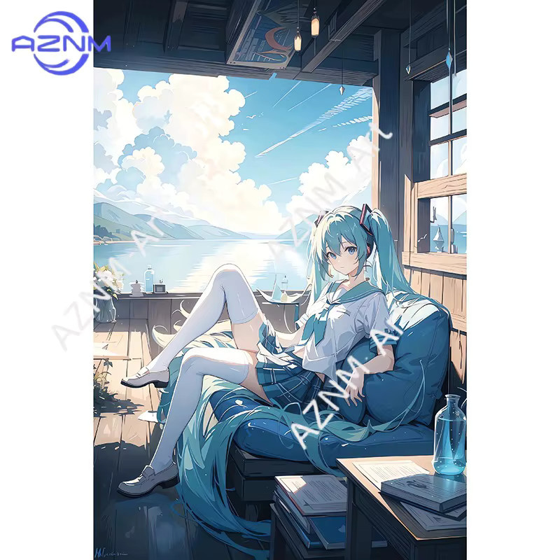 KAYOU Leinwand-Poster Hatsune Miku Illustration als Wanddekoration für Kinderzimmer und Wohnzimmer, Mehrfarbig - Bild 2