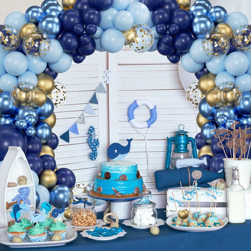 152-teiliges Latex-Ballon-Set in Blau und Gold für deine Geburtstags-, Hochzeits- oder Valentinstags-Dekoration - Bild 5