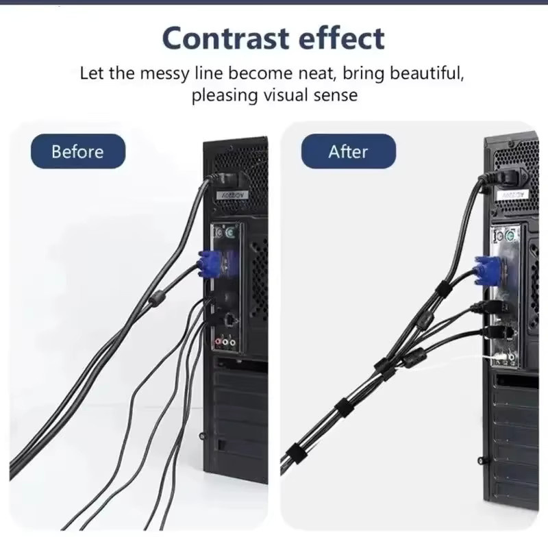 5 m Kabel-Organizer in Schwarz für Kabelmanagement und Kabelwickler zur Ordnung von Kopfhörern, Mäusen und Drähten - Bild 2