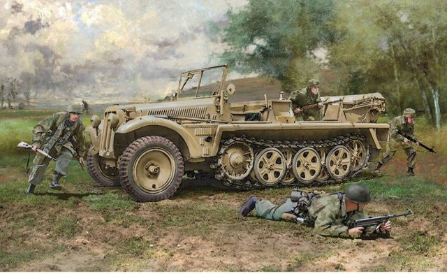 Italeri Sd.Kfz.10 Demag D7 w/German Paratroppers, Fahrzeuge - Bild 1