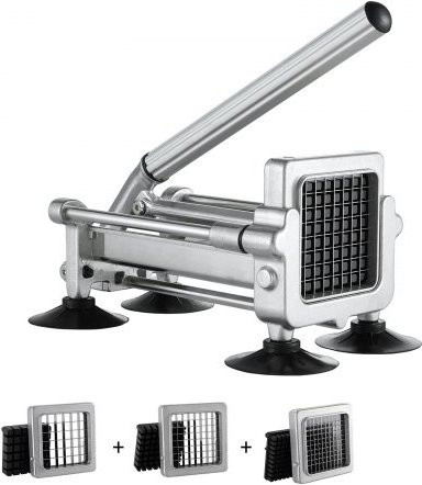 VEVOR Pommes-Frites-Schneider aus Edelstahl mit drei Klingengrößen 1/2 Zoll, 3/8 Zoll und 1/4 Zoll in Silber - Bild 1