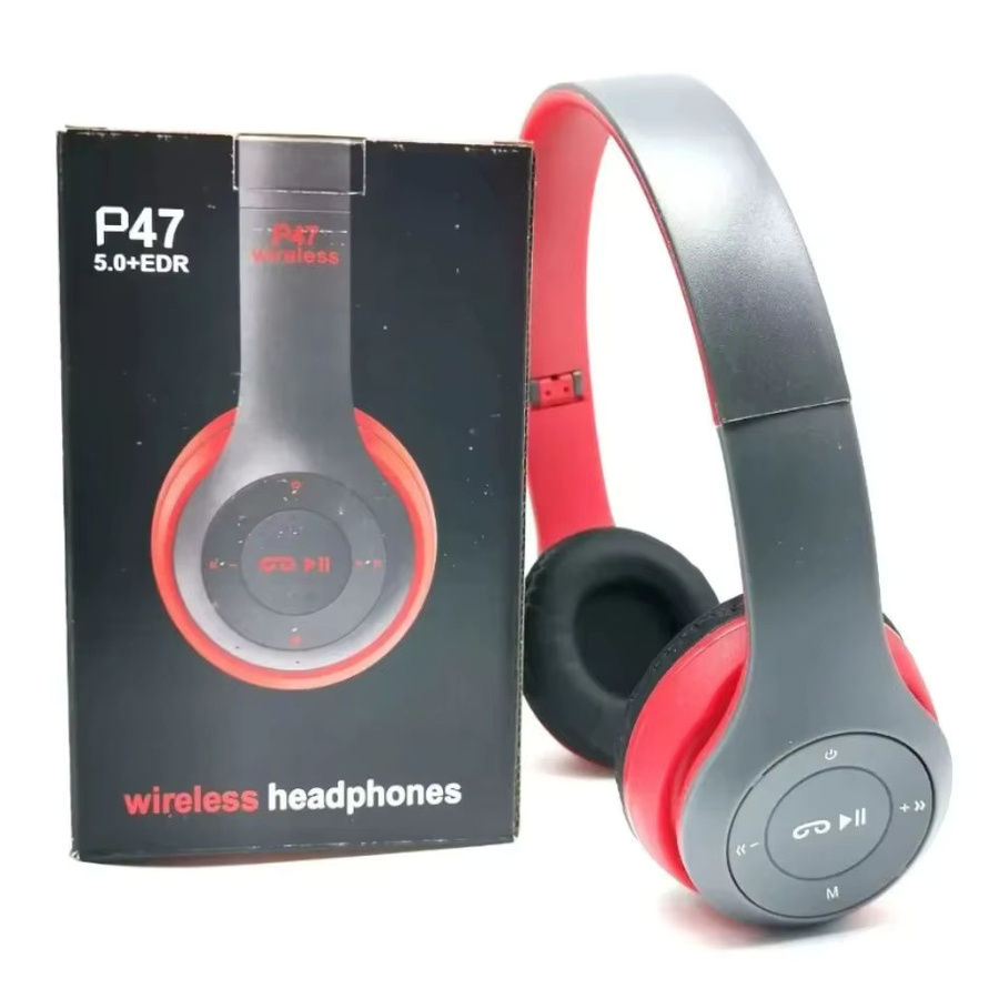 XIKCU Faltbare kabellose Bluetooth 5.0 Over-Ear Kopfhörer in Rot mit HiFi-Sound für Sport und Reisen - Bild 1
