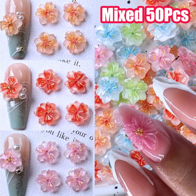 HotPress Nagel Charms, 3D Kirschblüten, Bunt, Glänzend, 50 Teile - Bild 1