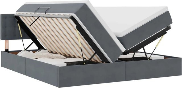 vidaXL Aufbewahrungsbett mit Matratze in Dunkelgrau, B/T/H: 100 x 200 x 203 cm - Bild 1