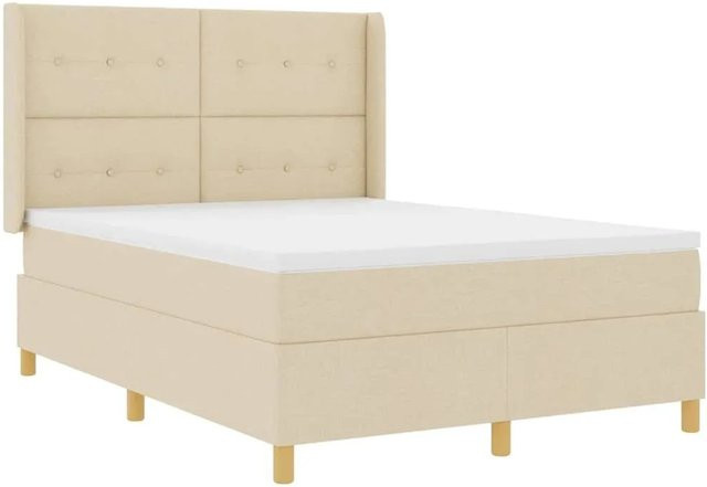 vidaXL Boxspringbett Hybrid mit Matratze und Taschenfederkern in Beige, B/T/H: 140 x 190 x 280 cm - Bild 1