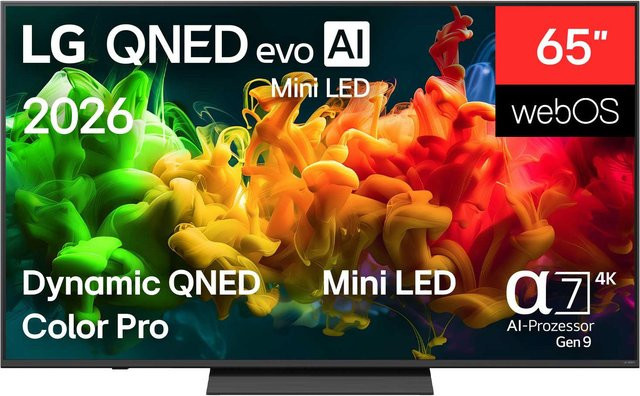 LG 65QNED8EB3B QNED evo MiniLED AI Smart TV in Schwarz mit 164 cm (65 Zoll), 4K Ultra HD, HDR und Sprachsteuerung - Bild 1
