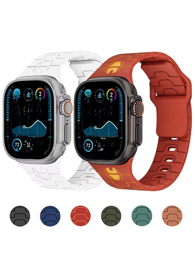 Sportarmband Silikon, Bunt, Unisex, für Apple Watch Ultra 2 49 mm 46 mm 45 mm 44 mm 42 mm 41 mm 40 mm - Bild 4