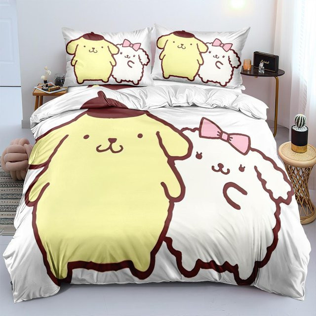 Lodestar Pom Pom Purin Bettwäscheset aus Mikrofaser, 3-teilig, Weiß, B/H: 180 x 210 cm - Bild 1