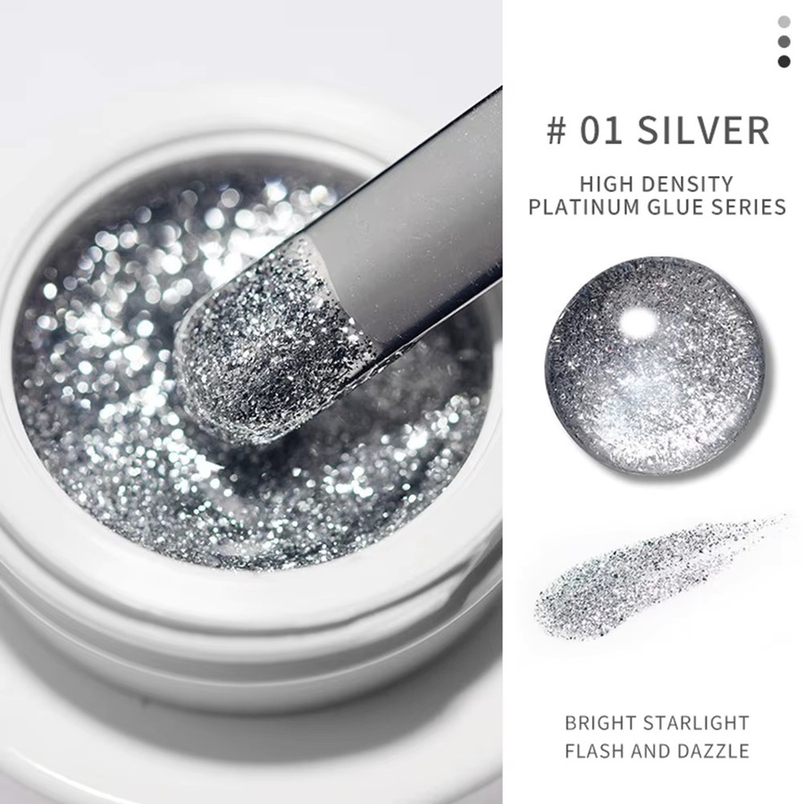 MingLee Nagellack Gel, Silber Golden, Metallic, Glitter - Bild 4