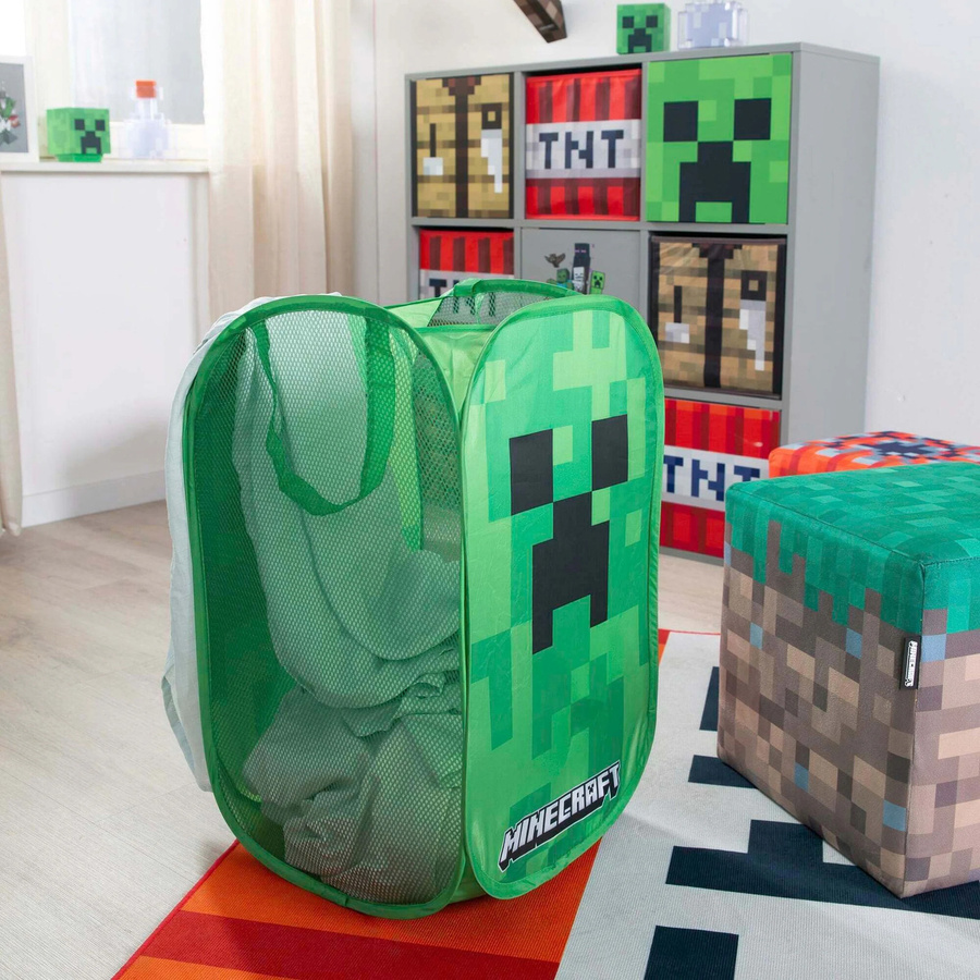 Phoenix Minecraft Wäschebox aus Stoff in Grün, faltbar mit 2 Henkeln, B/T/H: 35 x 35 x 55 cm - Bild 2