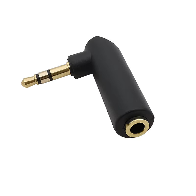 ALLiSHOP 3,5 mm Klinkenadapter Stereo-Audio-Adapter 3-polig, vergoldet, rechtwinklig 90-Grad-L-Form, Schwarz/Gold - Bild 2