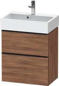 Duravit Waschtischunterschrank D-Neo Compact Wandmontage in Schwarz und Nussbaum Natur mit internen Schubladen - Bild 1