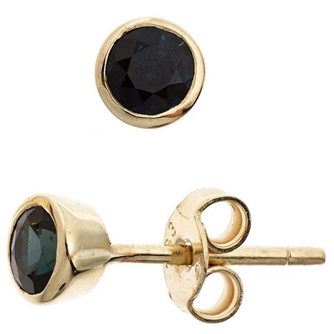 Colfem Ohrstecker, 333 Gelbgold, 2 Safire blau, Unisex - Bild 1