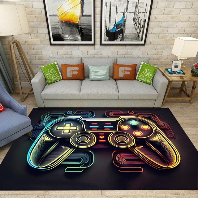 JGJG Gaming Teppich mit Gamecontroller Motiv für Jungenzimmer und Esports-Räume, Mehrfarbig, B x T: 120 x 160 cm - Bild 1
