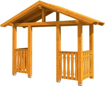 Skan Holz Haustür-Vordach Stralsund 6 aus nordischer Fichte in Eiche hell-braun, Breite: 360 cm, Tiefe: 139 cm - Bild 1