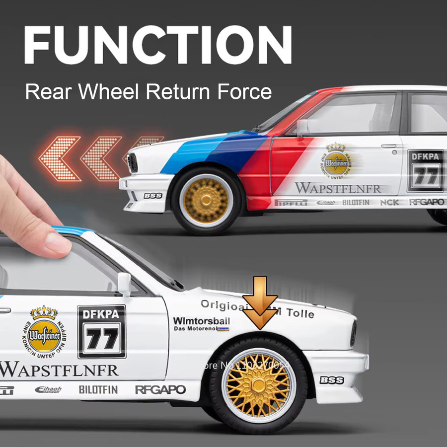 MAKEDA M3 GTR M4 Diecast Auto, 1:24, Metall, mit Licht und Sound - Bild 3