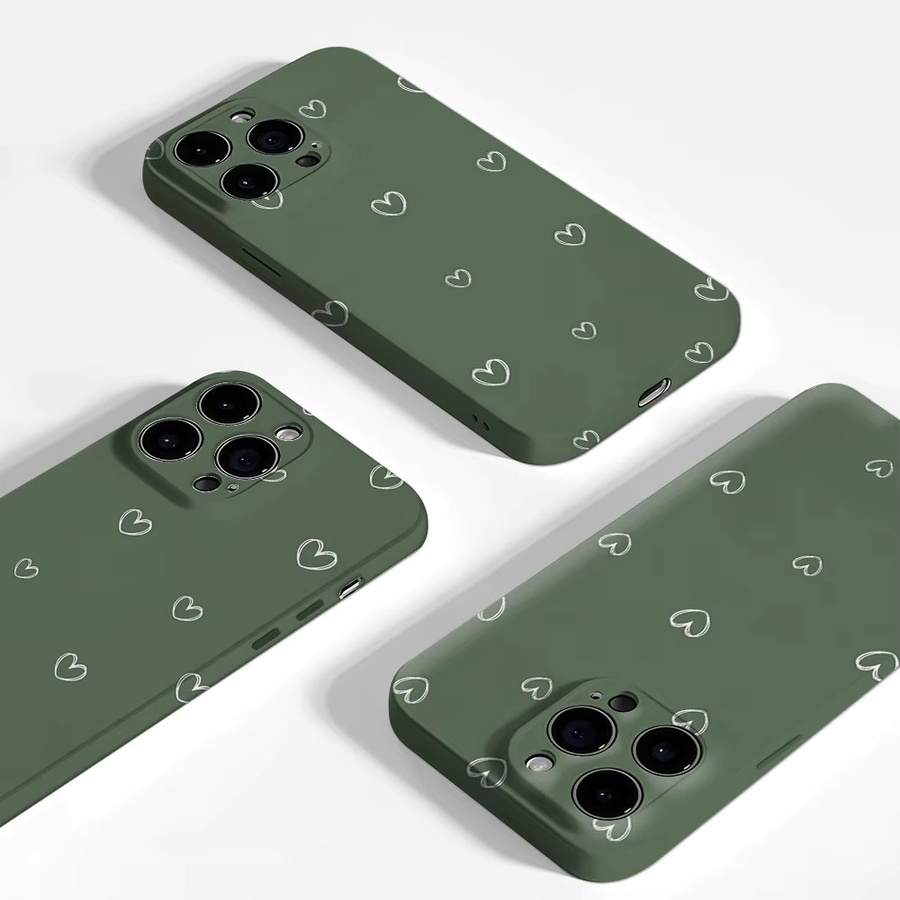 Potdemiel Moos-Herz Handyhülle für iPhone 17 16 15 14 13 Pro Max Plus, Robuste Ein- und Doppelschicht-Schutzhülle, Grün - Bild 3