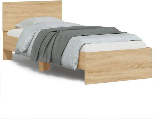 vidaXL Bettgestell mit Kopfteil in Sonoma-Eiche mit LED-Leuchten und USB-Ladeport, B/T/H: 90 x 200 x 103 cm - Bild 1