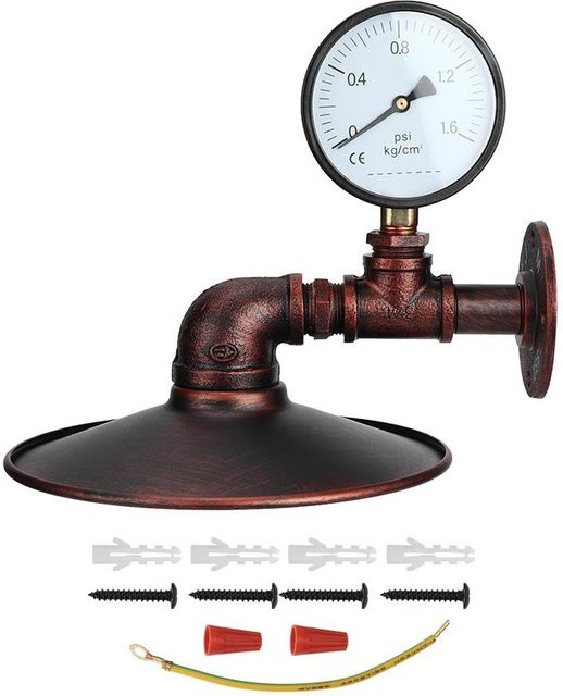 TOMTOP JMS Retro LED Wandleuchte im Industrial Design aus Metall mit E27 Fassung für Flur, Küche oder Wohnzimmer, Schwarz/Rot/Braun - Bild 1