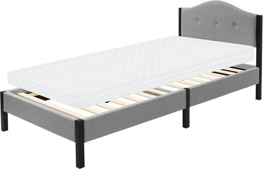 ML-Design Polsterbett Grau mit Matratze und Lattenrost, Einzelbett mit gepolstertem Kopfteil, B/T/H: 90 x 200 x 10 cm - Bild 1