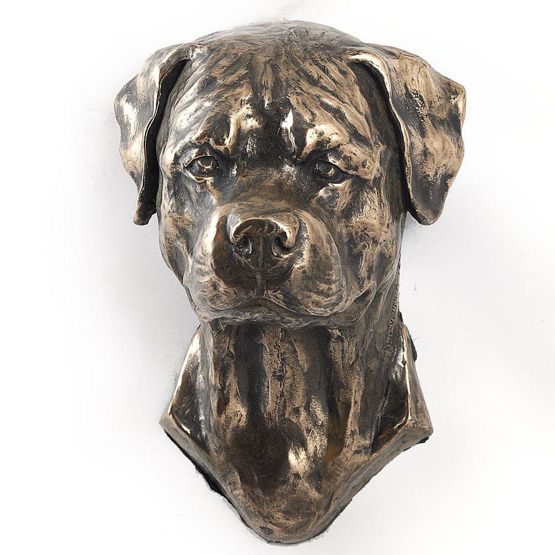Art-Dog Rottweiler Hängende Büste Dekoration aus Kunstharz und Metall in Braun - Bild 2