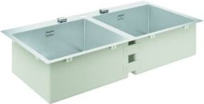 Grohe Spülbecken K800 120-S aus Edelstahl in Silber, B/T: 102,4 x 51 cm, mit 2 Becken und Ablauf 2.0 - Bild 1
