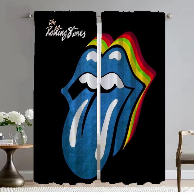 Rolling Stones Verdunkelungsvorhang aus Tüll in Blau, 2 Paneele, B: 50 cm x H: 70 cm - Bild 1