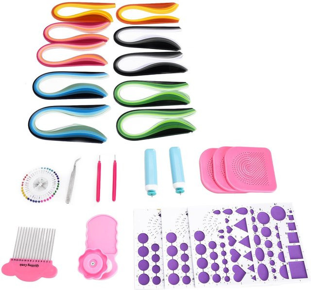 OutsideWorld Quilling-Set für Bastelarbeiten in Pink und Multicolour aus Papier und Kunststoff - Bild 1