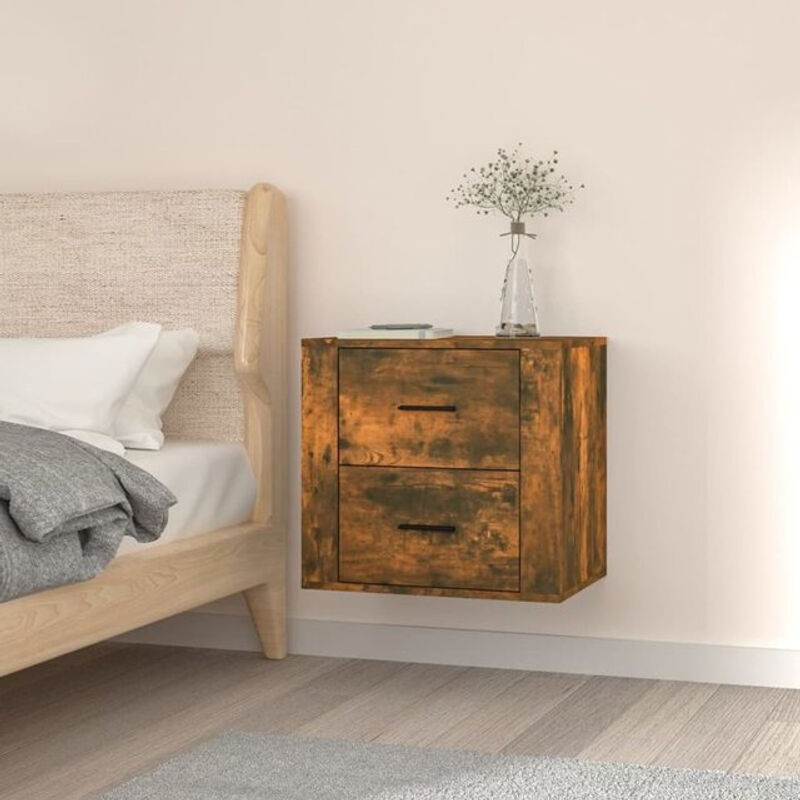 Wand-Nachttisch Vidaxl aus Eiche in Räuchereiche, B/T/H: 50 x 36 x 47 cm - Bild 1