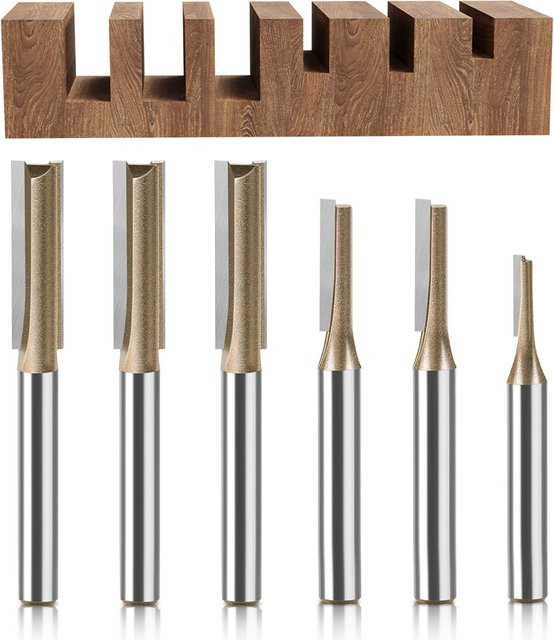JGZUI CNC Flush Trim Router Bit mit 6mm Schaft, Gerade Doppelflöten-Fräser aus Wolframhartmetall, Farbe: Silber - Bild 1
