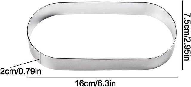 Ovaler Kuchenring aus Edelstahl von huancaiDZ in Silber, Durchmesser: 16 cm, Höhe: 7,5 cm - Bild 1