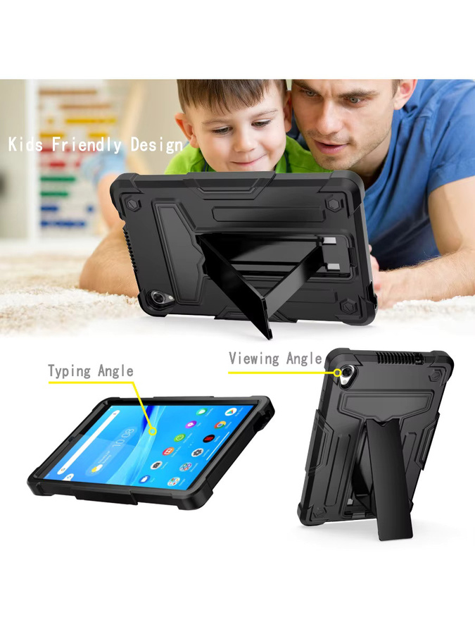 Tablet-Hülle für Lenovo Tab M8 (TB-8705/8705F) mit integriertem T-förmigem Ständer und Farbblock-Design in Grün, Rot oder Schwarz mit verstärkten Ecken - Bild 5