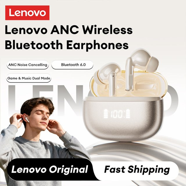Lenovo LE232 In-Ear-Kopfhörer mit Bluetooth, ANC Aktive Geräuschunterdrückung und LED-Digitalanzeige in Pink - Bild 1