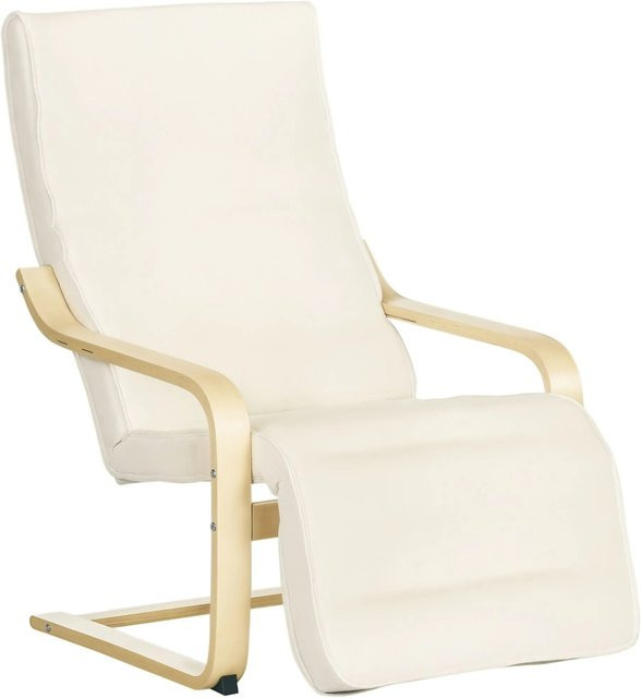 HOMCOM Relaxsessel aus Polyester und Birkenholz in Cremeweiß, B/T/H: 94 x 66,5 x 100 cm - Bild 1