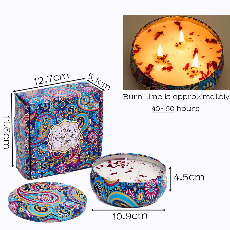 UDOCOOL Vintage Duftkerze aus Sojawachs im Glas mit Blumenduft in Beige und Multicolour - Bild 3