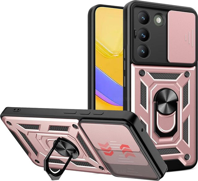 AtomBros Rüstungshülle für VIVO V40 SE V30 Lite 5G V30 Pro V30E V29 V29E mit Linsenschutz und Magnethalterung in Rose Gold und Transparent - Bild 1