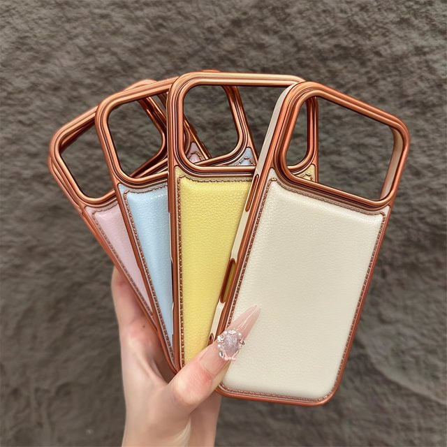 Jinitaimeik Kunstleder Handyhülle in Orange mit schützendem Bumper und Rückenschutz für iPhone 17 Pro Max, 17 Pro, 17, 16, 15, 14, 13, 12, 11 - Bild 1