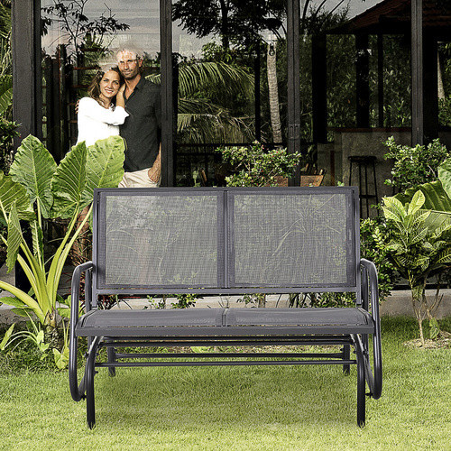 Outsunny Schaukelbank aus Metall mit Textilene-Gewebe in Grau, B/H/L: 120 x 70 x 85 cm - Bild 6