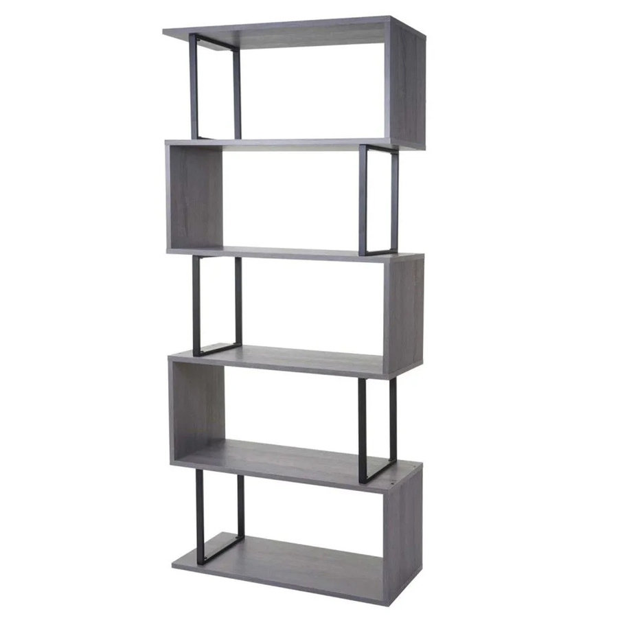 MCW Bücherregal A27 mit 5 Ebenen und 3D-Struktur, grau und schwarz, B/T/H: 80 x 30 x 183 cm - Bild 2