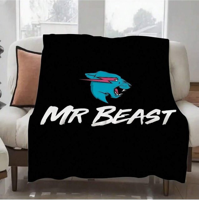 Mr Beast Spring Symphony Überwurfdecke für Erwachsene, Grau/Schwarz, B/T: 75 x 95 cm - Bild 1