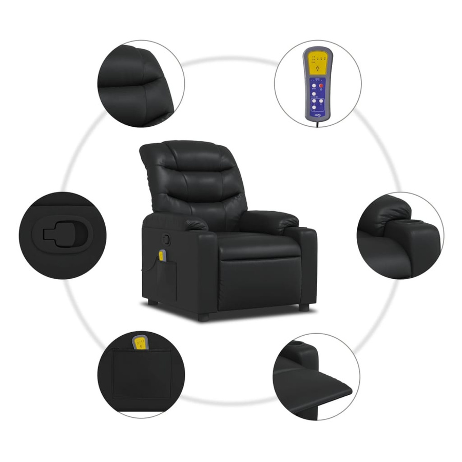 vidaXL Klappbarer Massagesessel in Schwarz aus Kunstleder mit Armlehnen - Bild 6