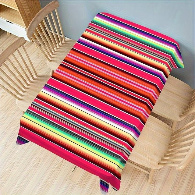 Bunte Tischdecke im mexikanischen Stil von JINGYUE Pet mit floralem Ethno-Design, wasserabweisend, B/B: 140 x 180 cm - Bild 1