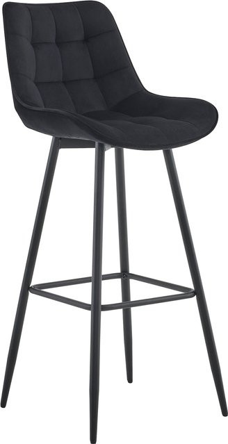 CLP Barhocker Dartford gepolsterter Barstuhl mit Rückenlehne und Metall-Gestell in Schwarz Matt - Bild 1