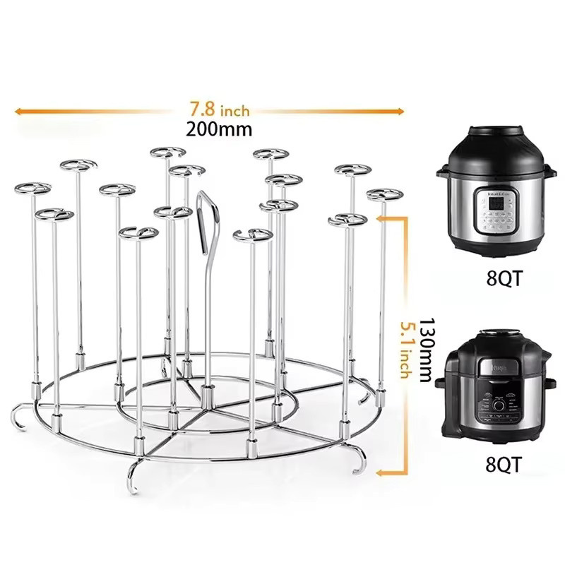 Edelstahl Spießständer für 6Qt und 8Qt Luftfritteusen, vertikaler Multi-Pin-Grillhalter für Küchenkabobs, Farbe: Silber, B/T/H: 20,0 x 13,0 cm - Bild 6
