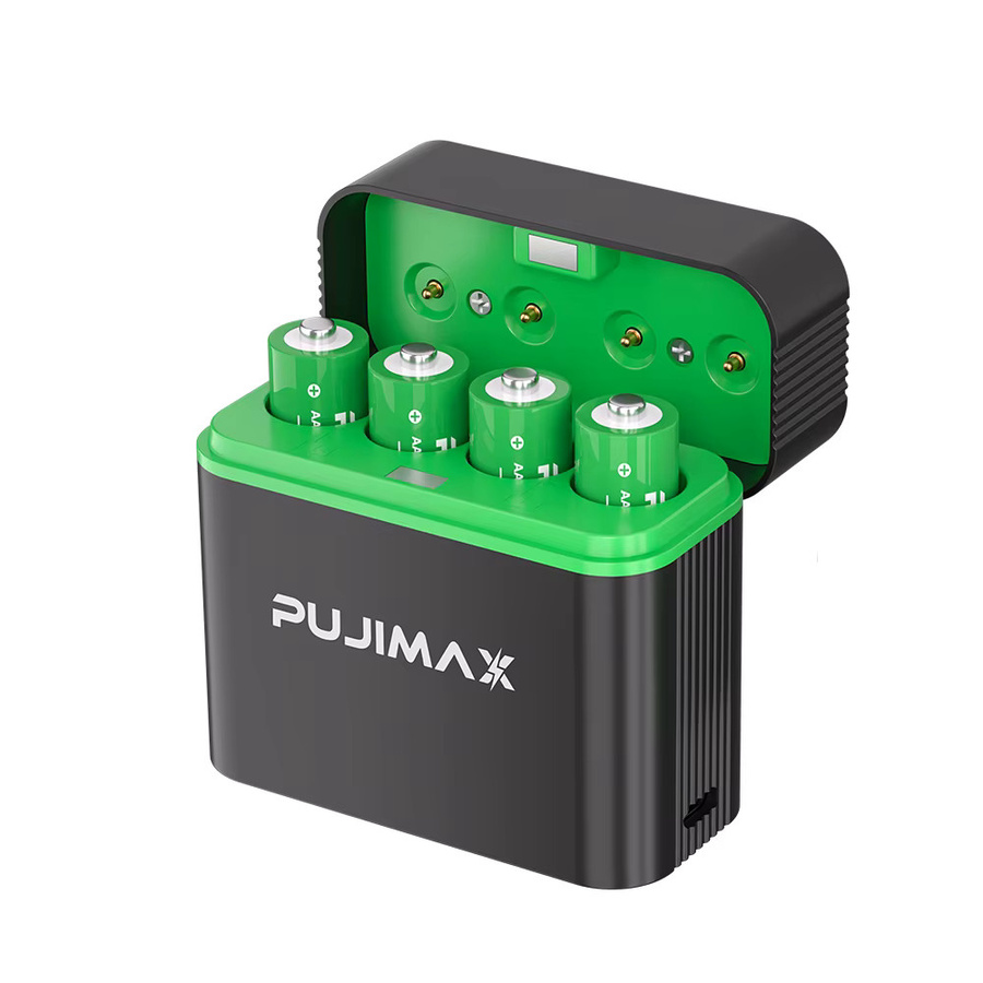 PUJIMAX Smart-Ladegerät Set mit 4 Hochkapazitäts AA Lithium-Akkus 1,5V 4255mWh und 4-Slot Ladebox - Bild 5