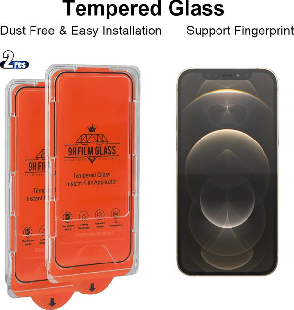 2 Stück HD gehärtetes Glas Displayschutzfolie für Apple iPhone 12 13 Pro Max 12 Mini in Transparent - Bild 1